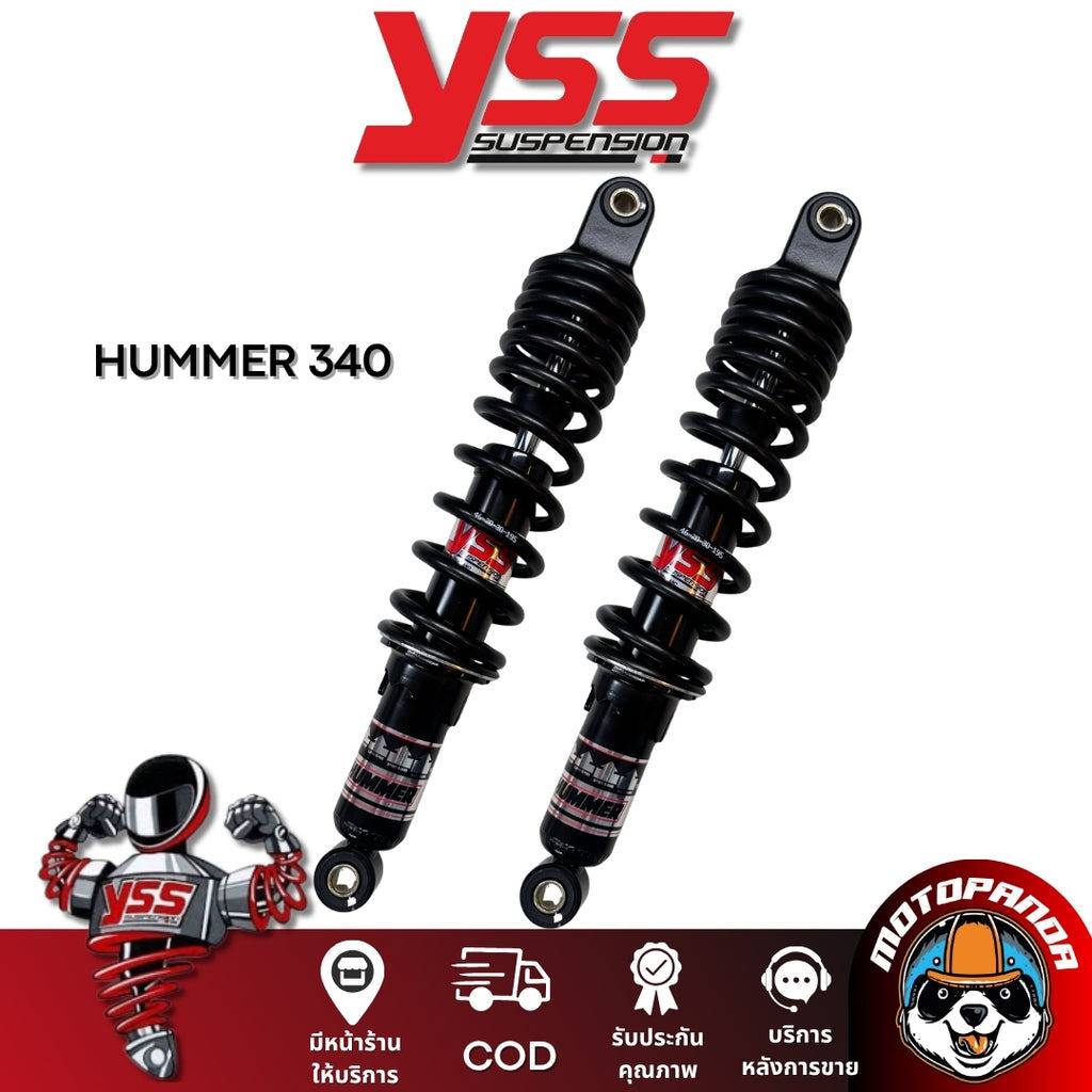 YSS HUMMER สูง 340 mm. แกนดํา-สปริงดํา โช้คหลัง YSS ของแท้ 100% มีประกัน