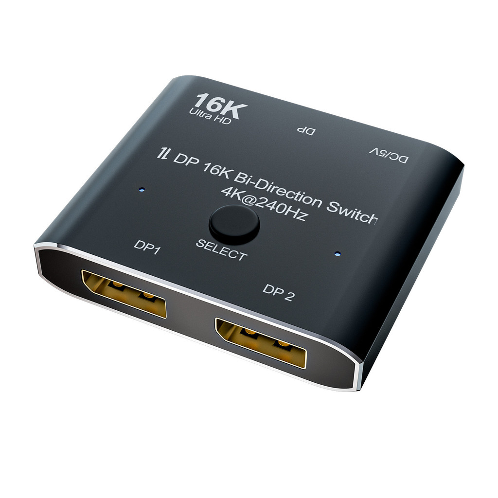 สวิตช์ DisplayPort 2.1 16K, 2 in 1 Out / 1 in 2 Out Bi-Directional, 48Gbps, 8K@120Hz 4K@240Hz, สําหร