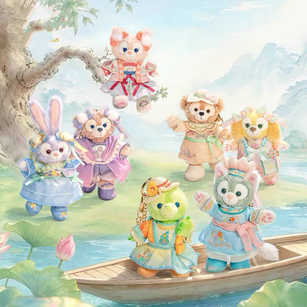 Shanghai Disney Daigou Little Adventure Duffy Lingna Belle Star Delu Keqian จี้ตุ๊กตาผ้ากํามะหยี่