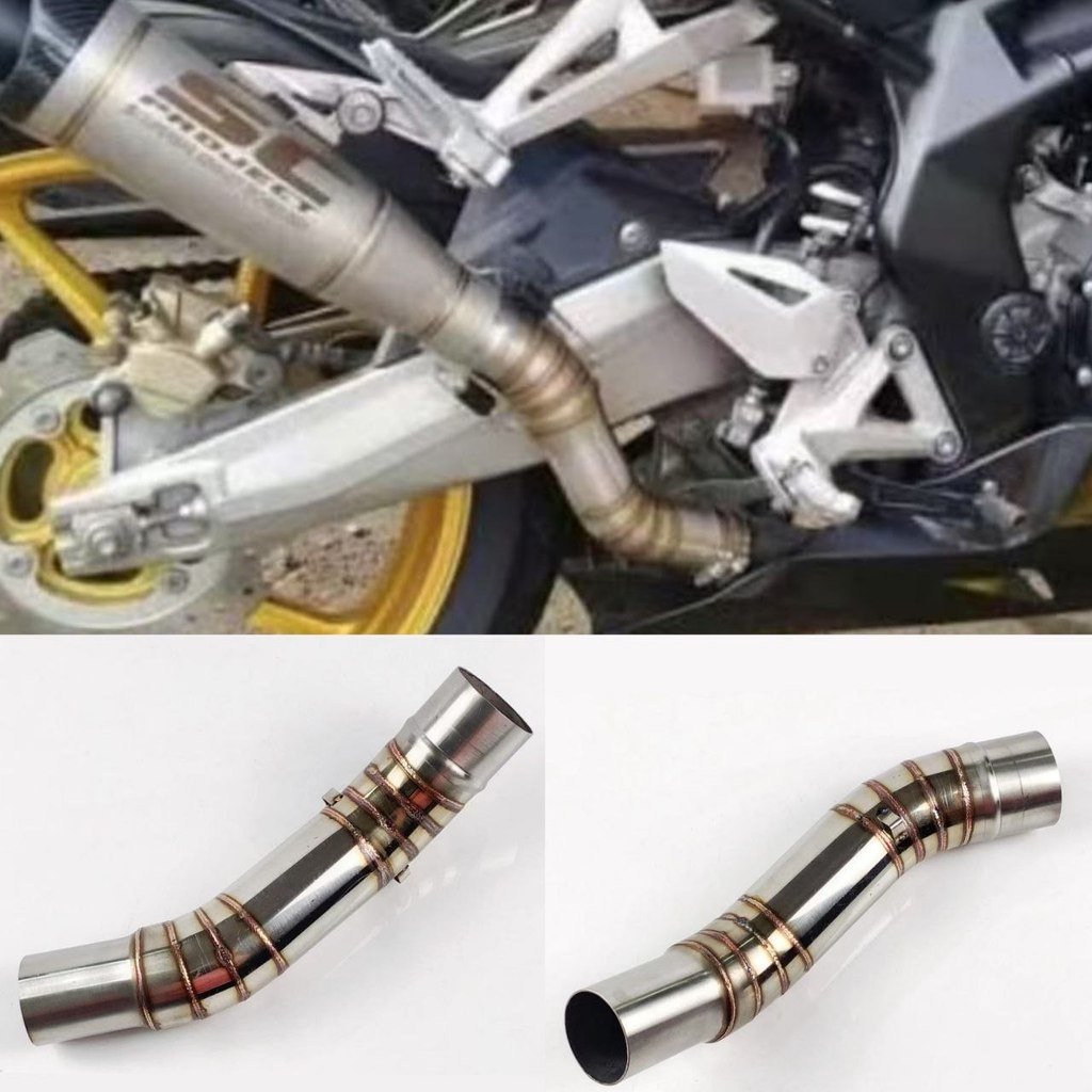 รถจักรยานยนต์ท่อไอเสียท่อกลางเชื่อมต่อสําหรับฮอนด้า CBR250RR สแตนเลส 2017-2022 CBR250 เงิน