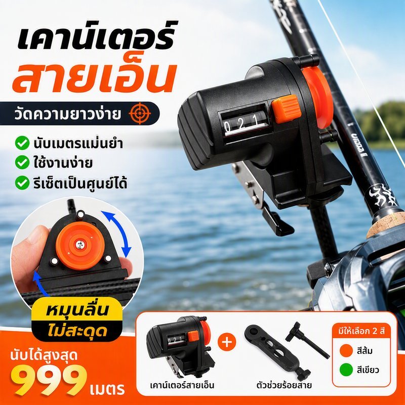 COD เครื่องวัดระยะสายเอ็นตกปลา ที่วัดความยาวสายเบ็ด Fishing Line Counter อุปกรณ์ตกปลา วัดระยะสายเอ็น แม่นยำ ใช้งานง่าย