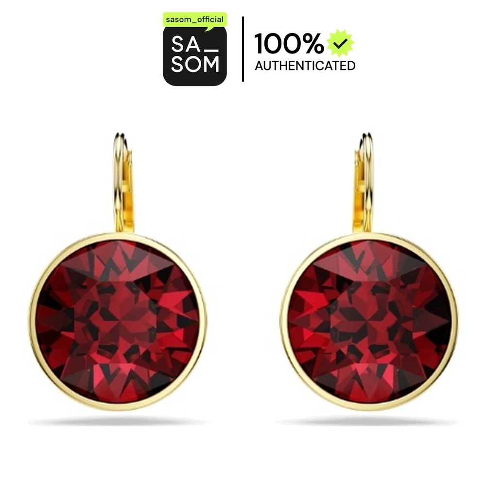Swarovski Round Cut Bella Drop Earrings Red | ของแท้ ตรวจสอบโดย SASOM