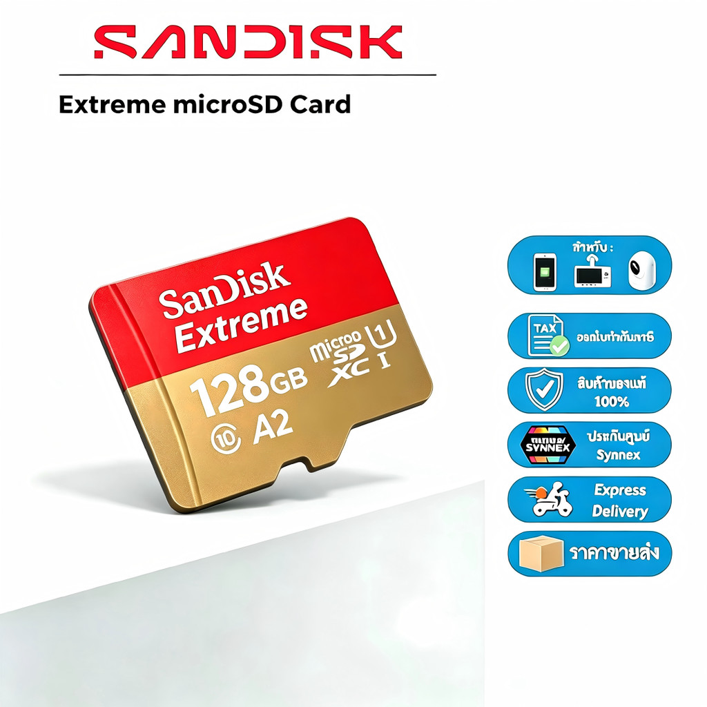 Sandisk Extreme micro SDcard 32GB/64GB/128GB/256GB/512GB/1TB การ์ดหน่วยความจำ A2 V30 อะแดปเตอร์