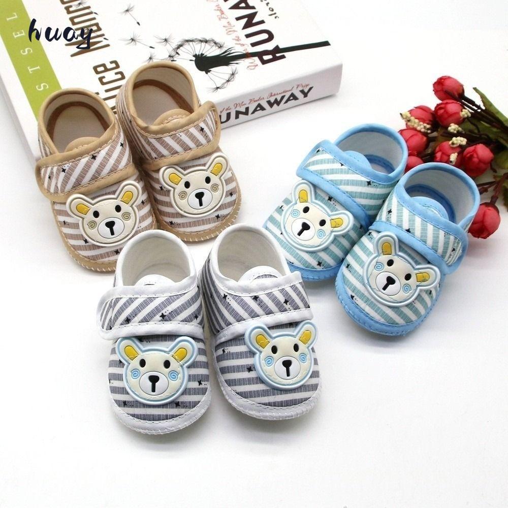 HUAYU Infant Walker Shoes รองเท้าเด็กพื้นนุ่มกันลื่น, หมีการ์ตูนน่ารักระบายอากาศได้ First Walker Sho