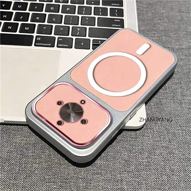 ABCC สําหรับ Honor X9A X9 X9B X9C X9D เคสโทรศัพท์สีชมพูเคสโทรศัพท์แม่เหล็กดูดซับแม่เหล็กที่แข็งแกร่ง