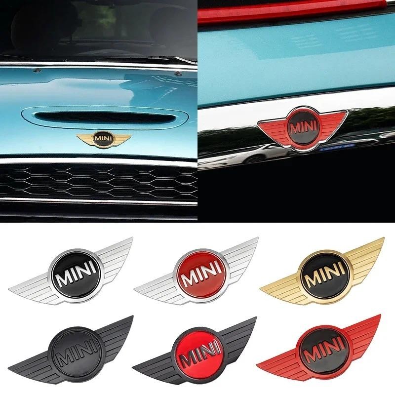 โลหะสัญลักษณ์รถด้านหน้าโลโก้ด้านหลังป้ายสติกเกอร์สําหรับ Mini Cooper Countryman Clubman JCW F55 F56 R55 R56 R60 F60 อุปกรณ์เสริมอัตโนมัติ