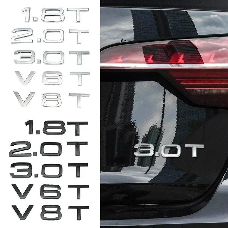 3D ABS 1.8T 2.0T 3.0T V6T V8T โลโก้รถด้านหลัง trunk Displacement ป้ายสัญลักษณ์สติกเกอร์สําหรับ Audi 