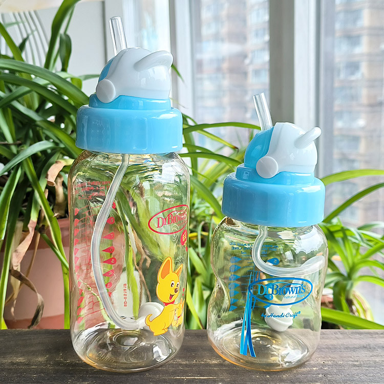 ดร. ถ้วยฟางสีน้ําตาล 150ML/270ML พลาสติก PPSU ขวด Transformation เรียนรู้การดื่มถ้วยเด็ก PP ถ้วยดื่ม