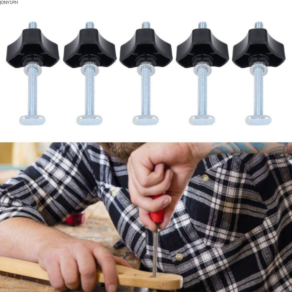 JONY1PH 5 ชิ้น T Track Knob Kit, เกลียว Bolt Nut เครื่องซักผ้าชุด Miter T-Track Jig, อเนกประสงค์ทนทา