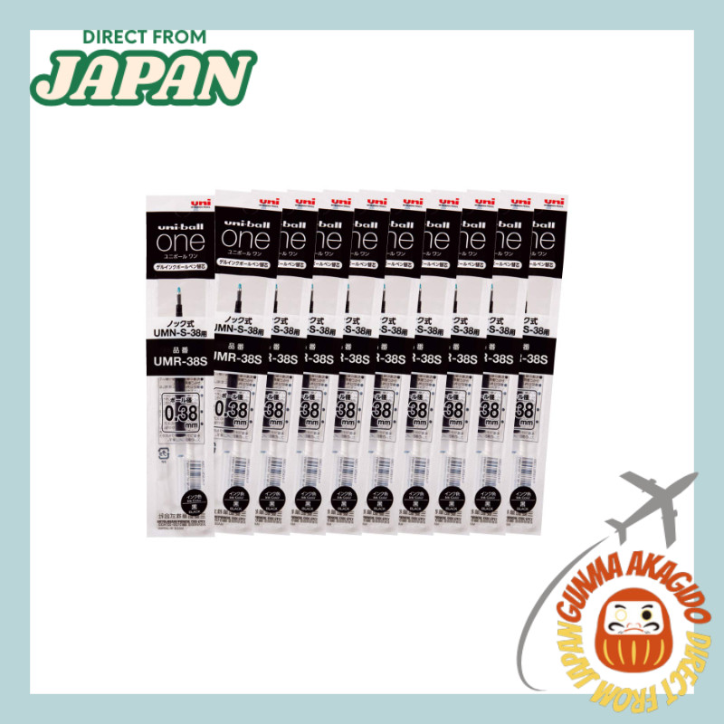 ไส้ปากกาเจล Mitsubishi Pencil Uni-ball One ขนาด 0.38 มม. สีดำ แพ็ค 10 ด้าม กล่อง UMR38S.24 [ Direct 