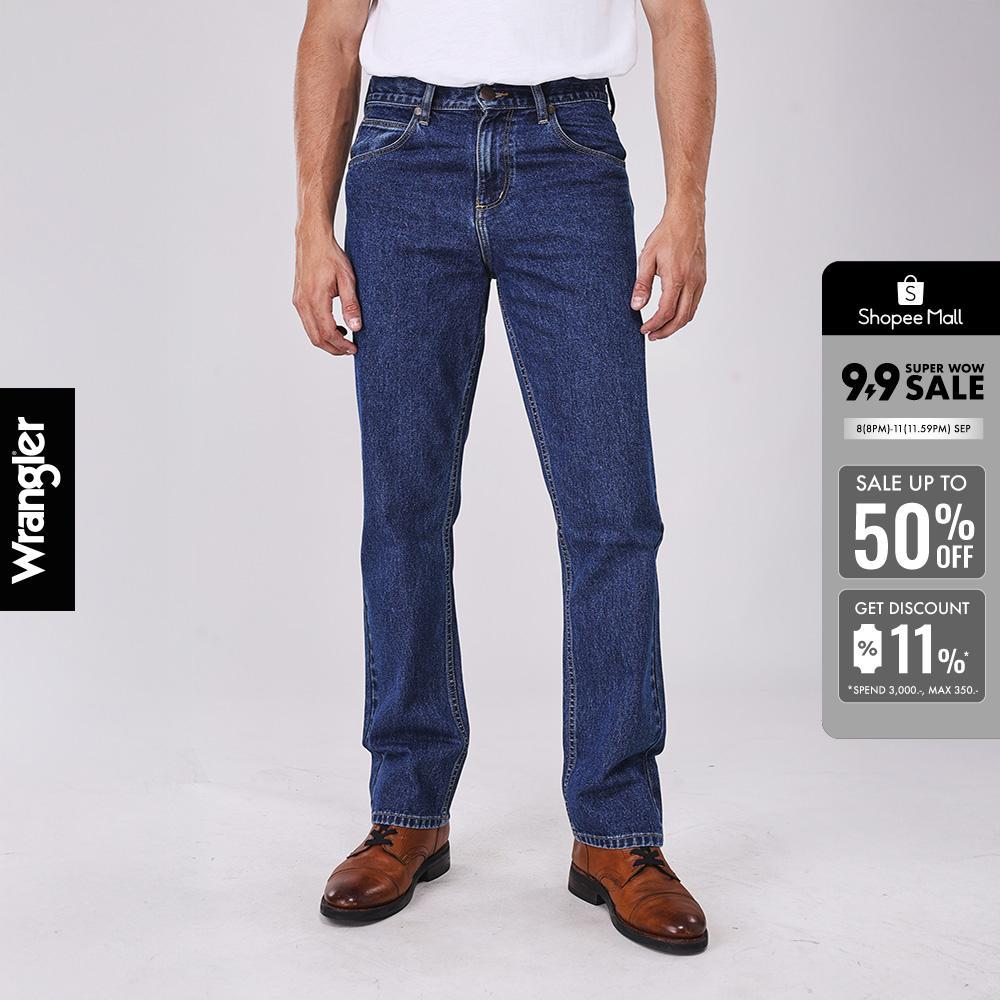 WRANGLER กางเกงยีนส์เอวกลางทรงขากระบอก MWZ รุ่น WR WRMWZ227 แรงเลอร์ กางเกงยีนส์ เสื้อผ้าผู้ชาย กางเกงผู้ชาย DENIM