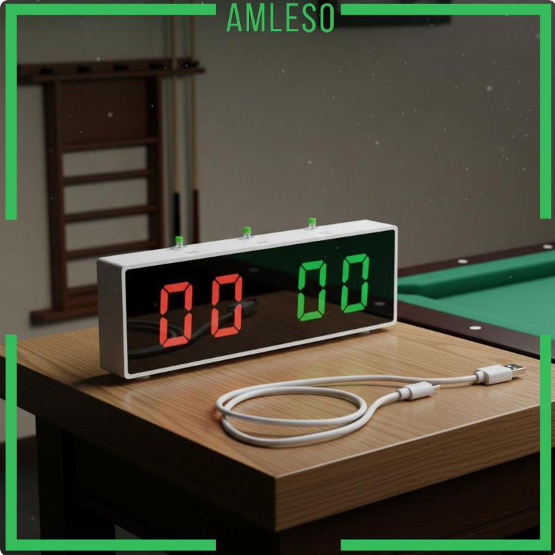 [Amleso] PVC บิลเลียด Score Counter Recharge Battery Digital Scoreboard พร้อม LED สําหรับโต๊ะบิลเลีย