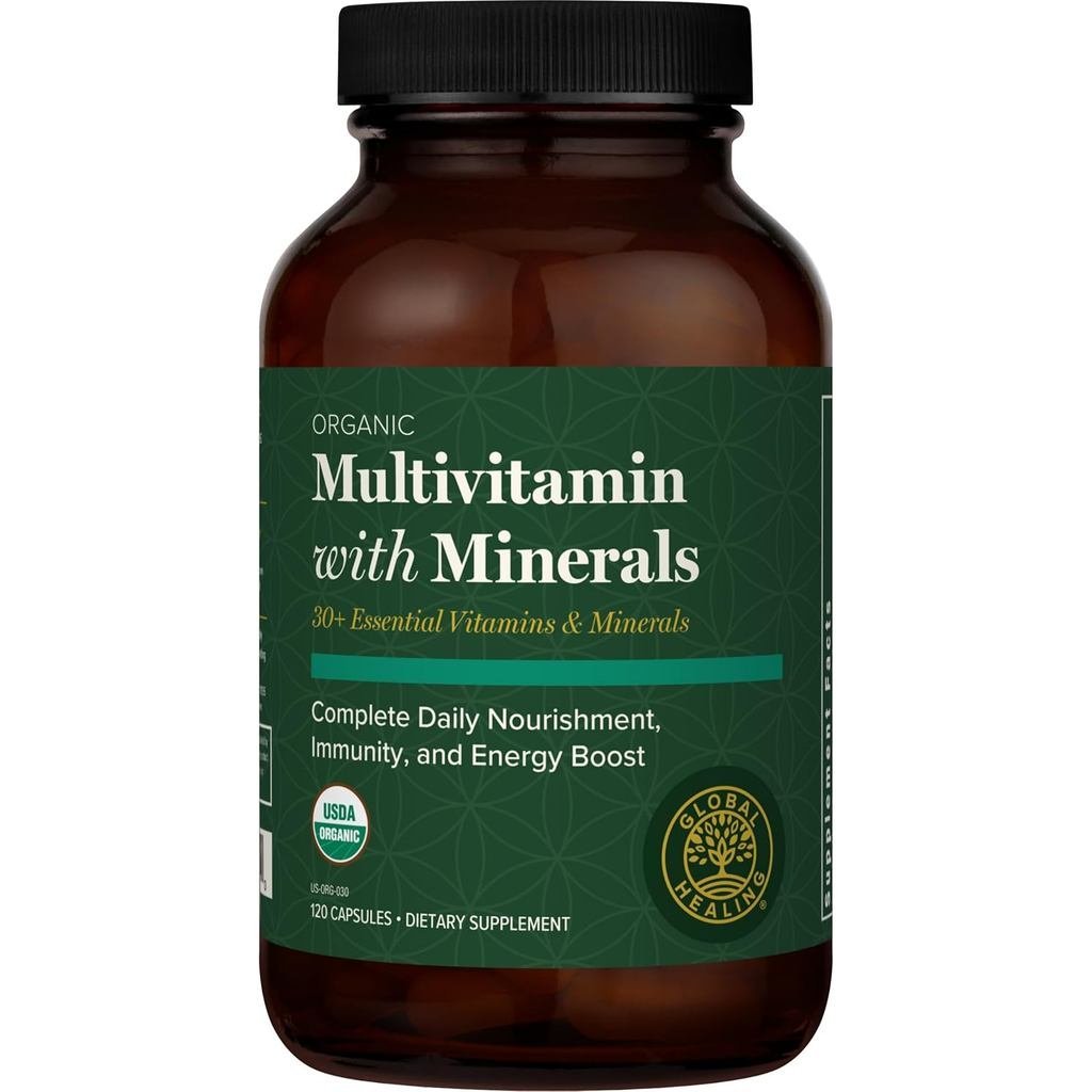 Global Healing Center - USDA Organic Multivitamin for Women & Men - วิตามินรวม A, C, D, & More for Y
