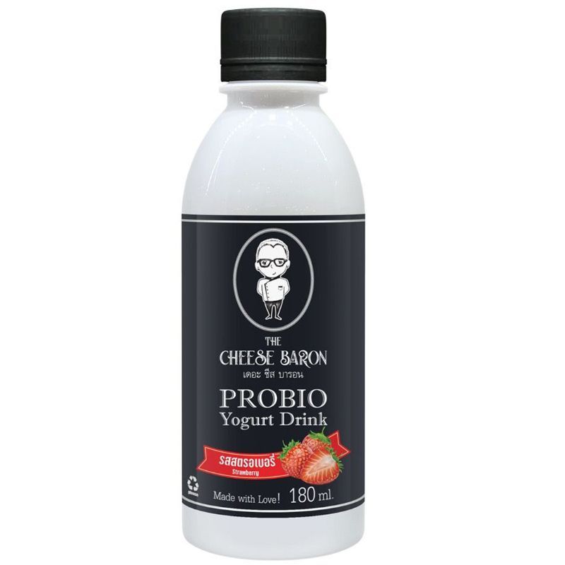 เดอะชีสบารอนโยเกิร์ตพร้อมดื่มรสสตรอเบอร์รี่ 180มล. The Cheese Baron Drinking Yogurt Strawberry 180ml.