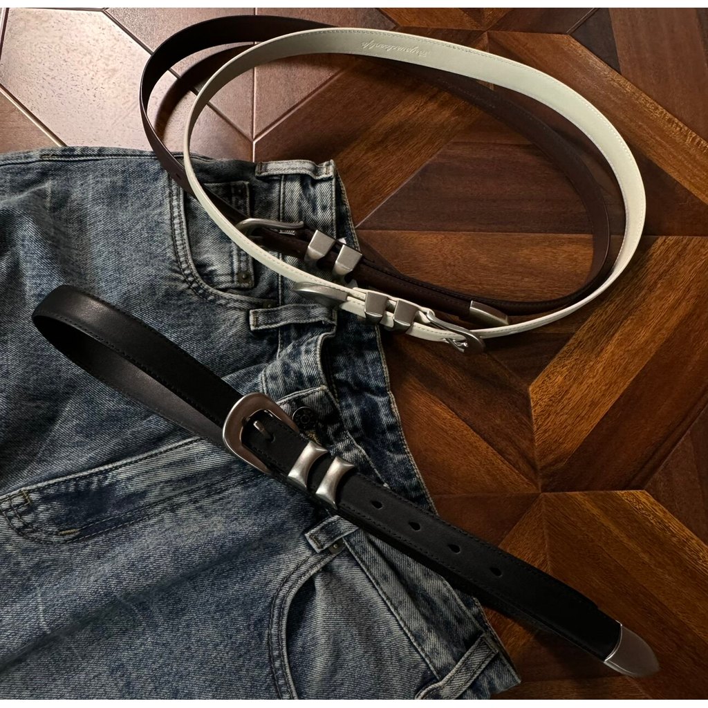 "Double Lock" Double Lock Ring First Layer Calfskin Basic Tricolor Belt