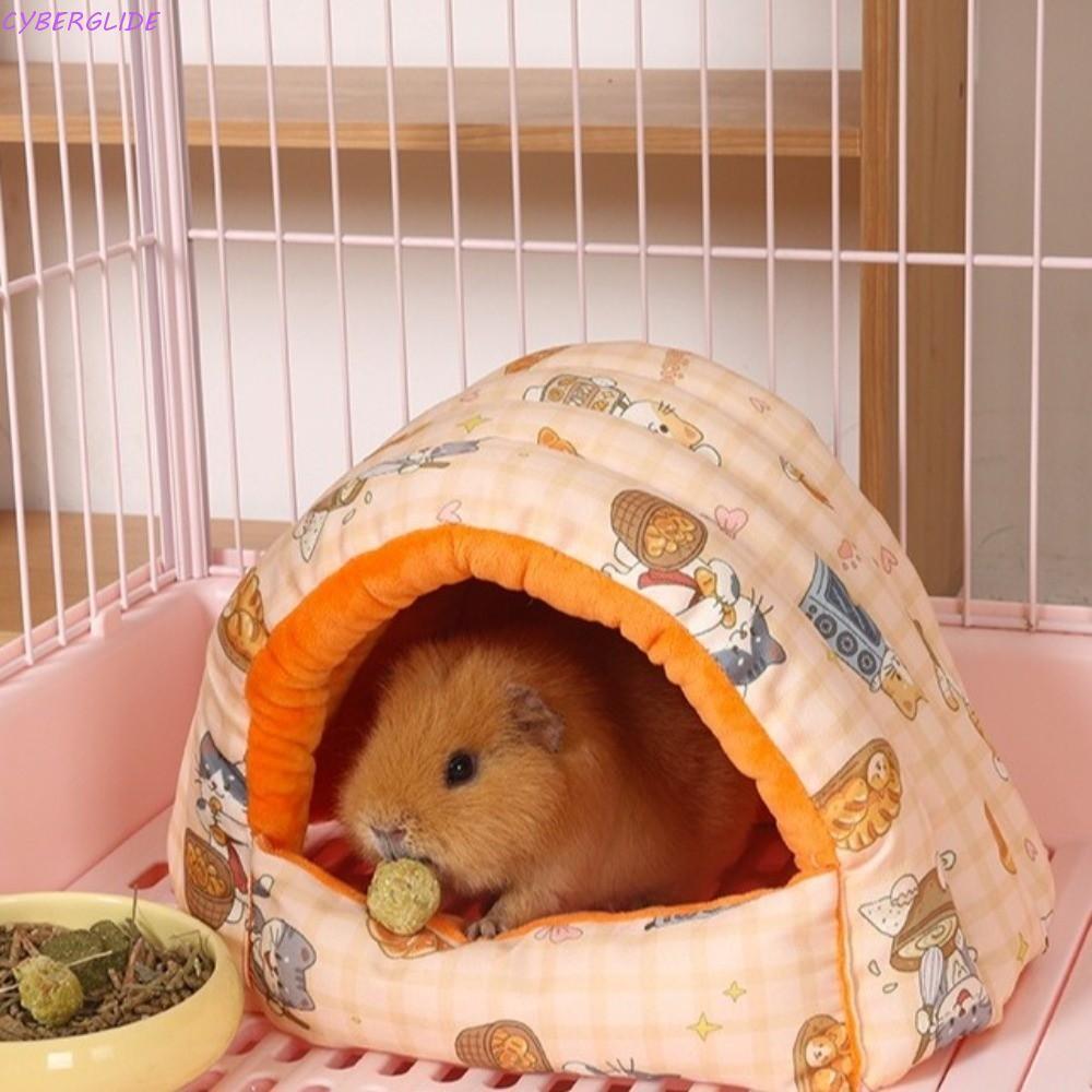 CYBERGLIDE Winter Hamster Cotton Nest, หนา Semi Closed Hamster Warm Nest, Cute Bottomless Cartoon So