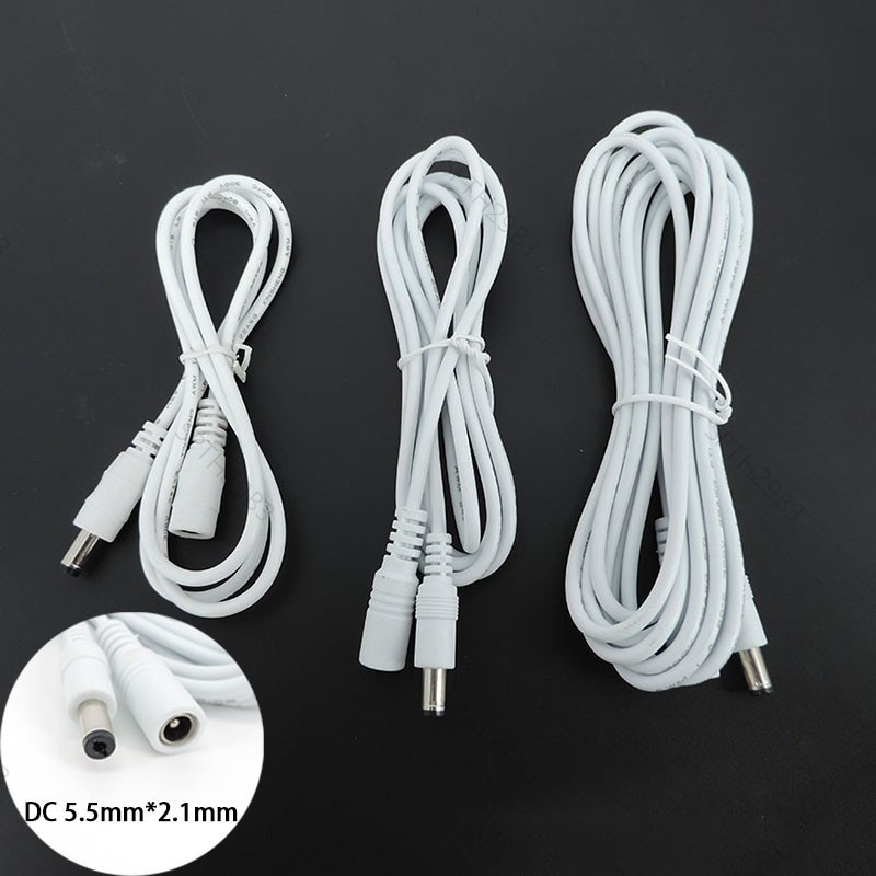 DC 12V 24V สายไฟ 5.5x2.1 มม.หญิงชาย 1 M/1.5 M/3 M/5 M 22AWG 3A สายไฟสําหรับ LED กล้องวงจรปิด Router 