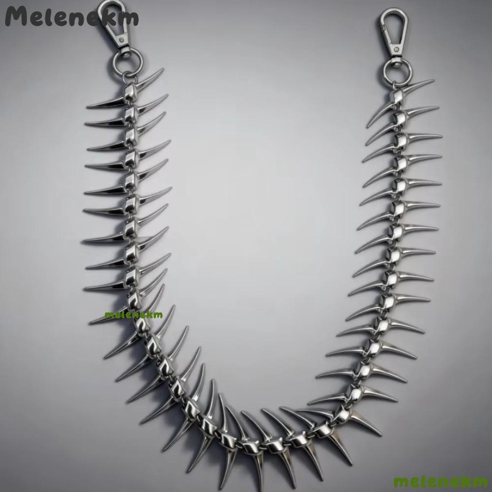 MELEN โซ่เอว, เครื่องประดับร่างกายโลหะ Jean Pant Chain, Rock Spike Fishbone Wallet พวงกุญแจ Jean Pan