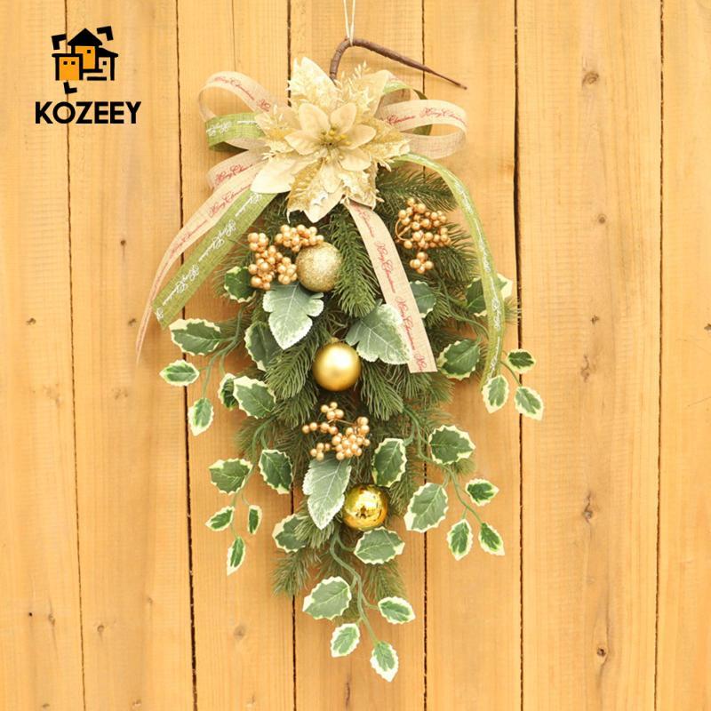 KOZEEY คริสต์มาส Drop Swag พวงหรีดประตู, ประดิษฐ์ประตู Swag ฤดูหนาวแขวน Garland
