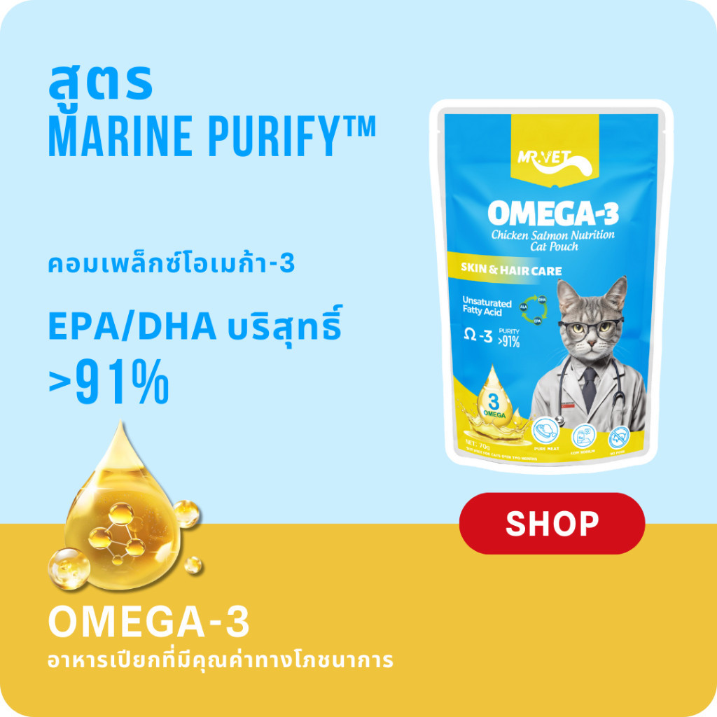 MRVET อาหารเปียกแมว อาหารแมวเปีย ไม่มี การปรุงรส หรือวัตถุกันเสีย ควบคุมการย่อยอาหาร เพิ่มภูมิคุ้มกั