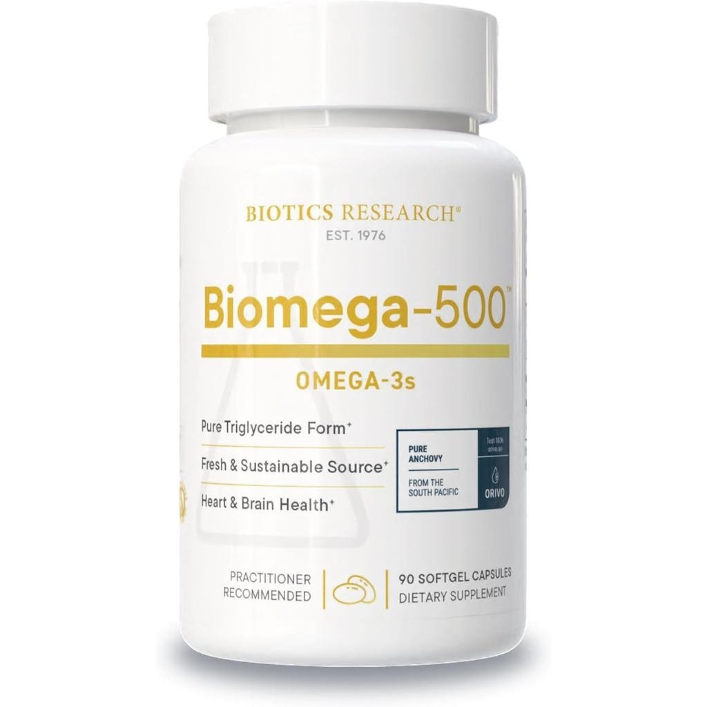 BIOTICS RESEARCH Biomega 500 mg EPA DHA Omega 3 อาหารเสริมน้ํามันปลา 90Softg