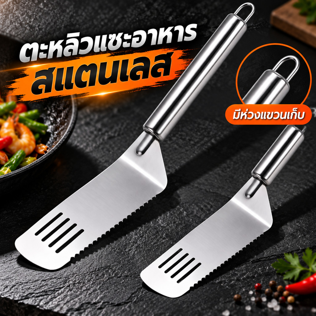ที่ตัดเค้กสแตนเลส ด้ามจับถนัดมือ ใช้ตัดและเสิร์ฟขนมได้ง่าย(ยกโหล12ชิ้น)า L-2179
