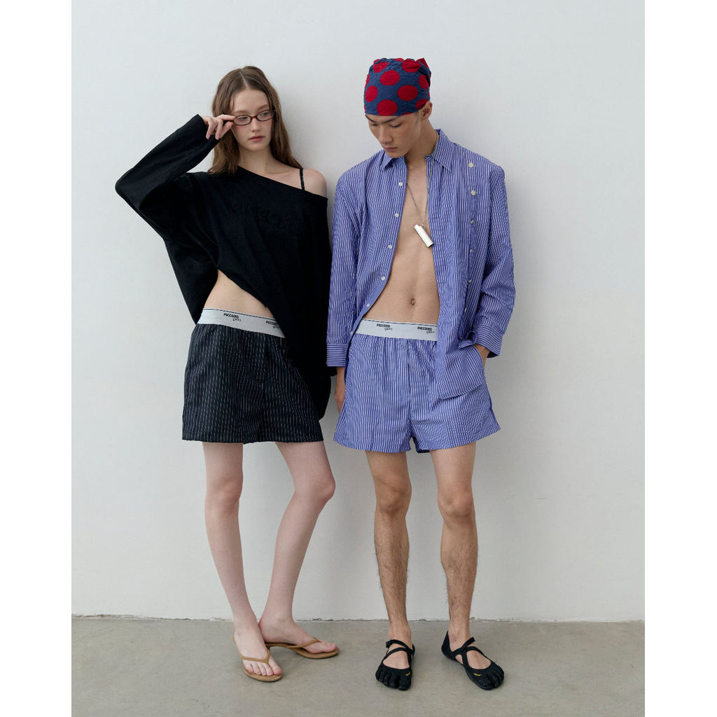 Piccoro - Lazy Striped Shorts กางเกงขาสั้นขอบยาง
