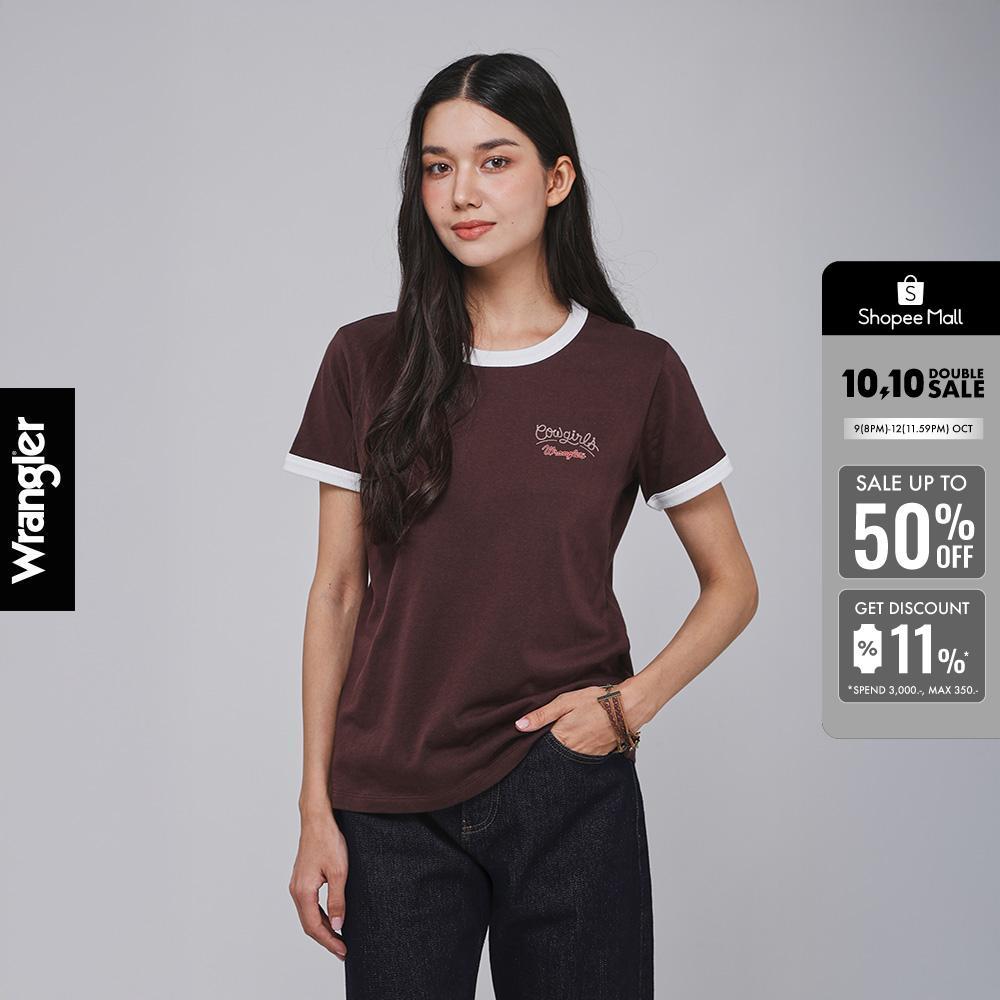 WRANGLER เสื้อยืดแขนสั้นผู้หญิง คอลเลคชั่น Beyond Denim รุ่น WR F126WTSSN20 - สีน้ำตาล