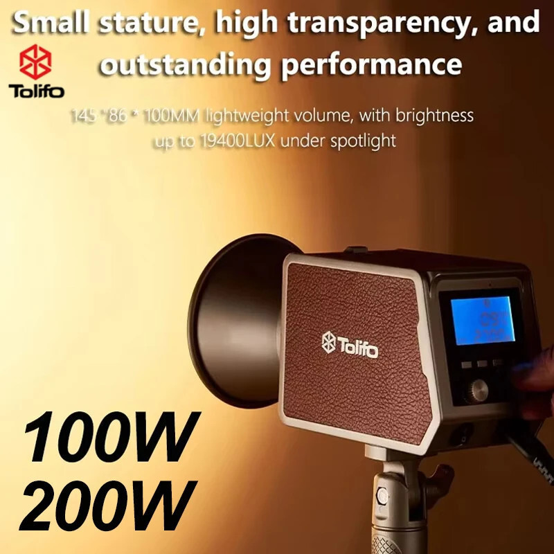 Tolifo 200 W/100 W LED Video Light 2700 k6500 K Bowens Mount Studio COB ไฟต่อเนื่องพร้อมที่จับและฝาค