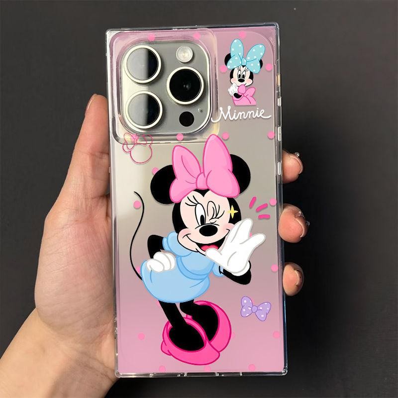 สีชมพู Hello Minnie เคสโทรศัพท์ iPhone เหมาะสําหรับ iPhone 16 Pro Max/15/14 Pro Max/13 Pro Max/12 Pr