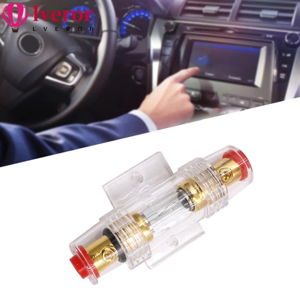 LVEROR ฟิวส์เครื่องเสียงรถยนต์, Inline DC 12V Car Fuse Holder Block, Gold Plated AGU 30-100A Refit F