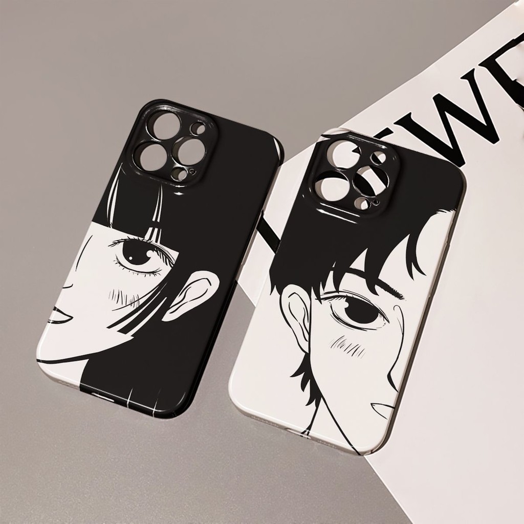 เคสคู่รัก Comic Girl Boy Film Case เหมาะสําหรับ iPhone 16 Pro Max/15/14 Pro Max/13 Pro Max/12 Pro Ma