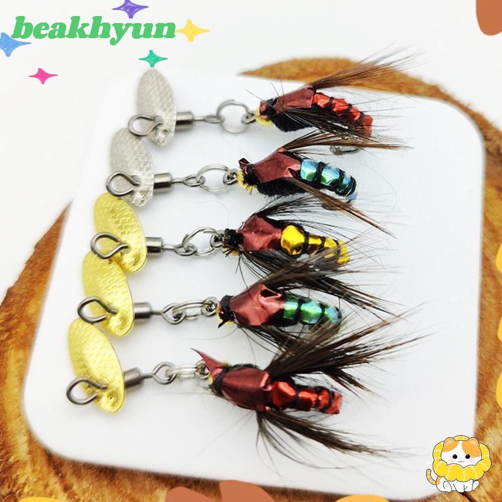 BYUN 1/5PCS Bionic Fly Fishing Bait, Spinner เหยื่อว่ายน้ํา Fly Fishing Hook ปลาเทราท์ Jigs, ความคิดสร้างสรรค์อุปกรณ์ตกปลา Fly Fishing Lures Kit แมลงวัน Fly