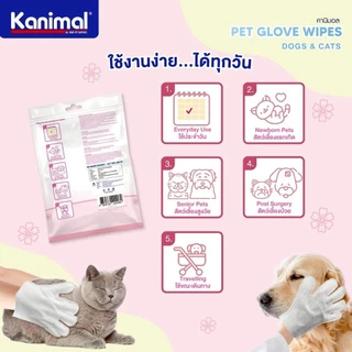Kanimal Pet Glove Wipes ถุงมือเช็ดทำความสะอาดสัตว์เลี้ยง กลิ่นหอม ออนโยน ใช้งานง่าย ไม่ระคายเคืองผิว แพ็ค 6 ชิ้น