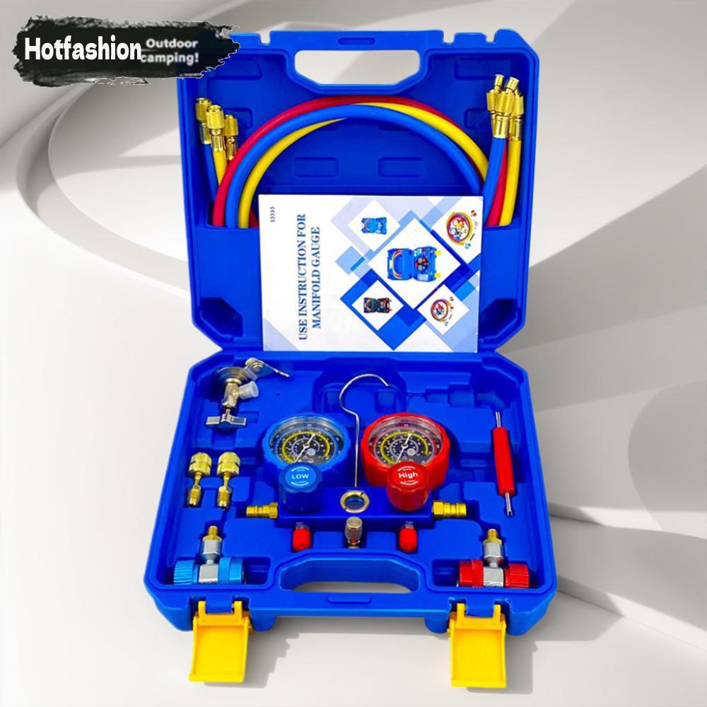 3 ทางเครื่องปรับอากาศ Manifold Gauge ชุดท่อ 1.2 ม. สําหรับ R134A/R22/R410/R404