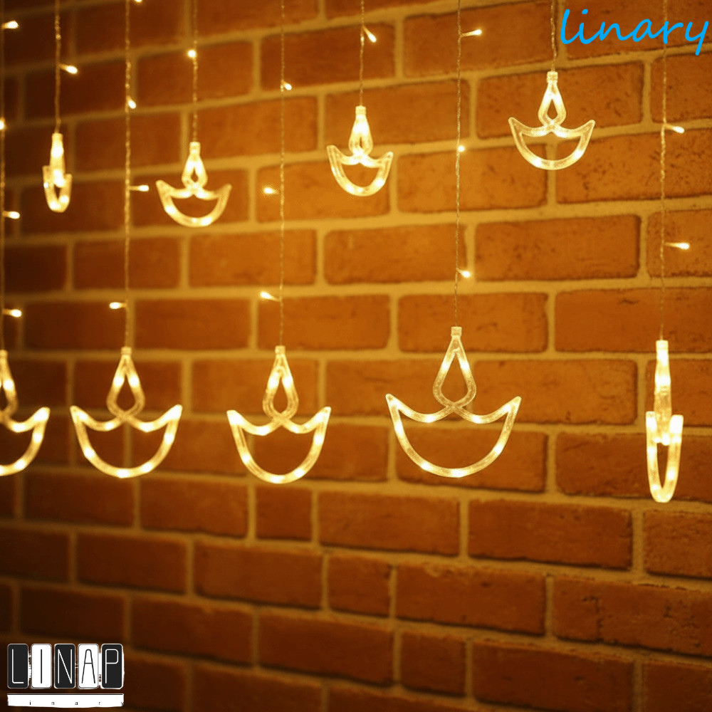 CULINARYHV Diwali Light, Brilliant Night Heart Shape Curtain Light, Christmas USB Plug Happy Diwali 