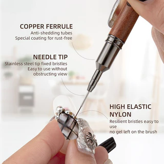 ก้านไม้จันทน์ แปรงปากกาเพ้นท์เล็บ Nail Liner Brush 6/9/12/15/18 มม. DIY