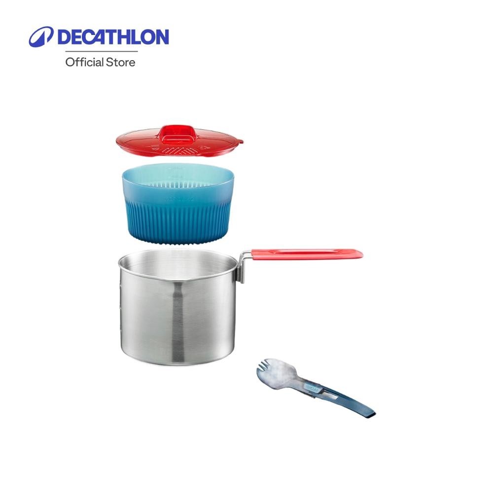 Decathlon Trekking Stainless Steel Cookset MT500 - 1 Person ชุดเครื่องครัวสเตนเลสสตีลสำหรับ 1 คน รุ่