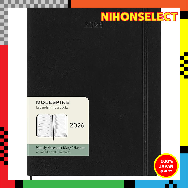 Moleskine Notebook 2026 January Start 12-Month Weekly Diary XL Size (19 cm x 25 cm) Soft Cover Black
