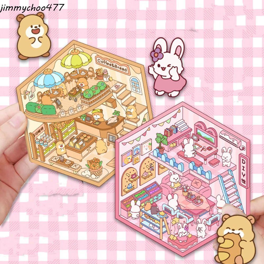 JIMMYCHOO Landscape Sticker Book, Cartoon Capybara 3D Stickers Scene Set, Relax DIY Cute Tear-proof 