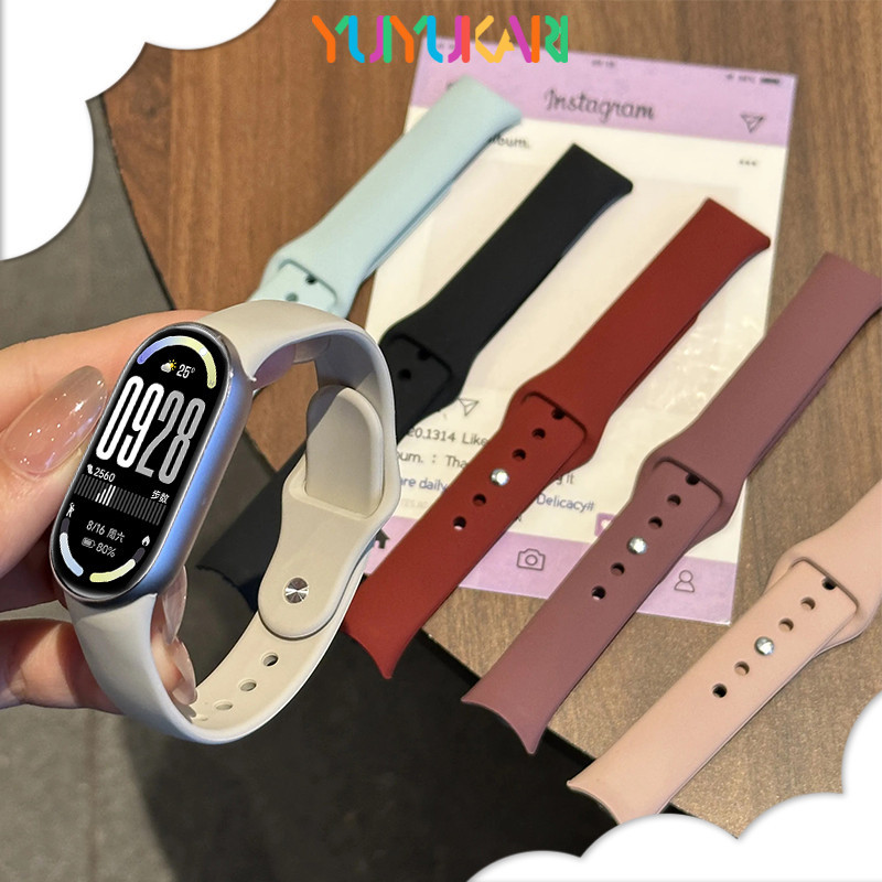 สายรัดข้อมือกีฬาสำหรับ for สมาร์ทว็อช Xiaomi Mi Band 10 9 8 NFC กีฬา สายรัดข้อมือซิลิโคนอ่อนสำหรับ for Miband 10 9 8