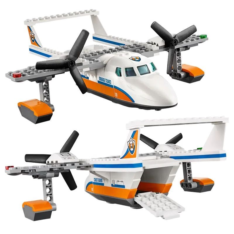 City Series ใช้งานร่วมกับ Lego Building Blocks 60164 Coast Guard Rescue เครื่องบิน Speedboat ประกอบข
