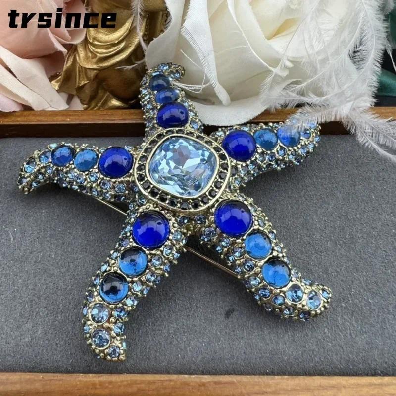 เข็มกลัดปลาดาว Vintage Luxury_pins สีฟ้าประกาย Rhinestone แบบครีเอทีฟ vintage design สำหรับทั้งผู้ชายและผู้หญิง และเหมาะสำหรับงานแต่งงานcorsage