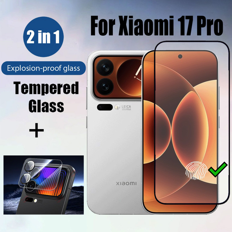 Xiaomi 17 Pro 5G 2 in 1 HD กระจกนิรภัยป้องกันหน้าจอสําหรับ Xiaomi 17 Pro Max 5G ปลดล็อคฟิล์มป้องกันด้านหน้าและฟิล์มด้านหลังกระจก