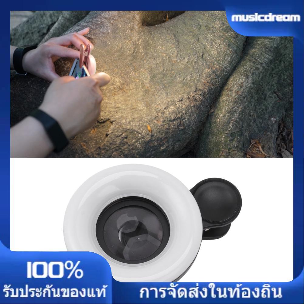 musicdream0-TH tomvorks 15X เลนส์มาโครพร้อมไฟขนาดเล็ก 2800 ถึง 6500K เติมโทรศัพท์สำหรับการถ่ายภาพการ