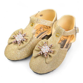 วัดไซส์ก่อนสั่ง 👠รองเท้าคัชชูเด็กหญิงโบว์ทองหรู พร้อมจี้คริสตัลเกล็ดหิมะสำหรับสาวน้อยน่ารักใส่ออกงาน