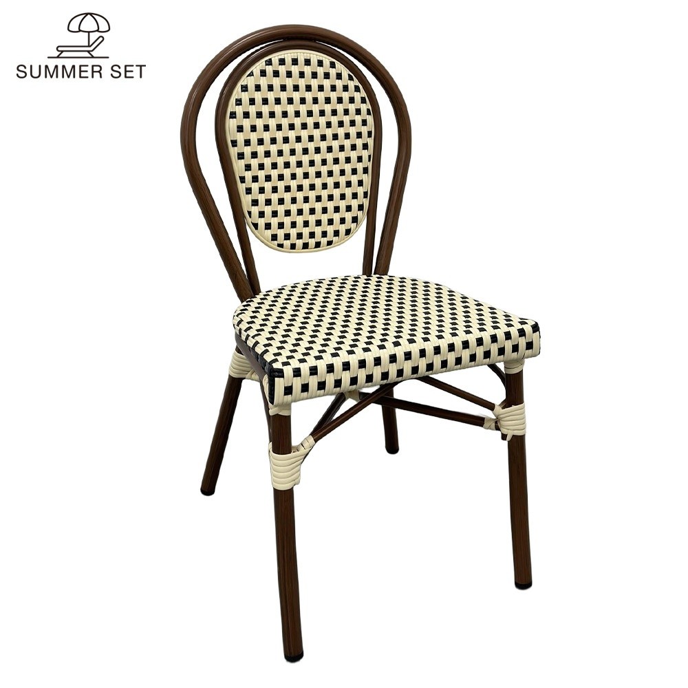 GlobalHouse SUMMER SET เก้าอี้สนามอลูมิเนียมหวายเทียม รุ่น TERRA-CG ขนาด 54x45x89 ซม. สีครีม-เทา สินค้าของแท้คุณภาพดี