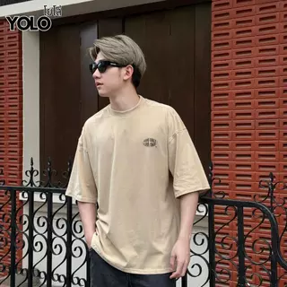YOLO เสื้อเชิ้ต OVERZISE เสื้อยืดผู้ชาย เสื้อยืดสีพื้น แขนสั้น ใส่ สบาย ไม่ร้อน Y2563