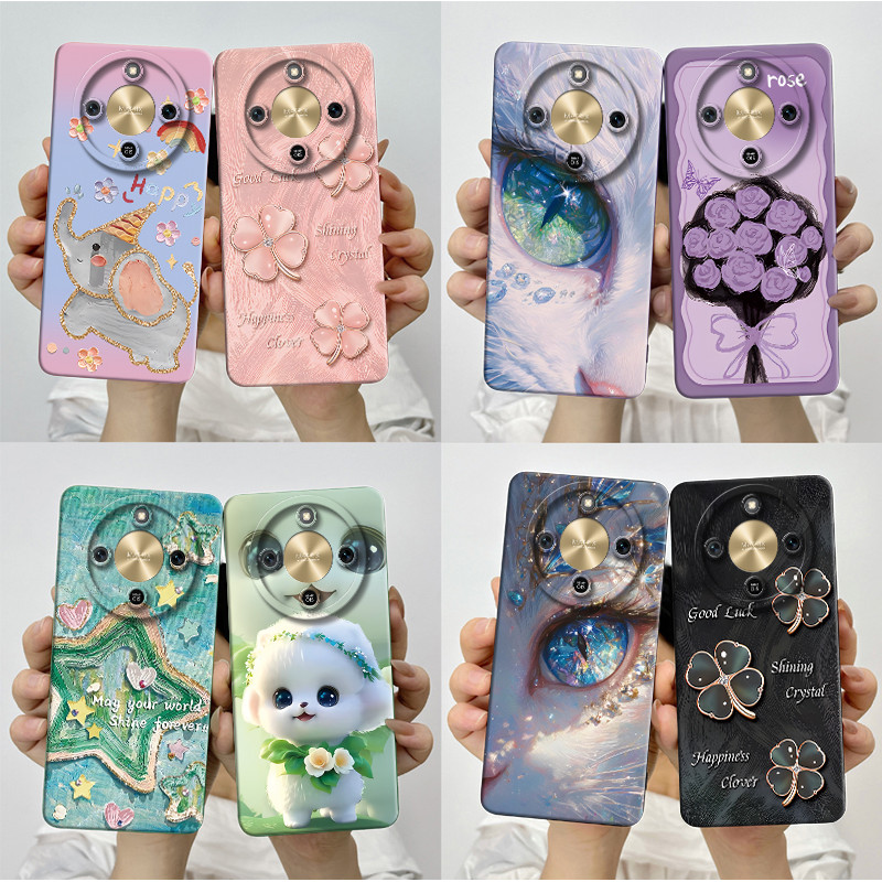 ออกแบบใหม่ปลอกสําหรับ Honor X9d 5G กรณีความงามสวยผีเสื้อดอกไม้ซิลิโคนเหลวกันกระแทกป้องกันปกหลัง