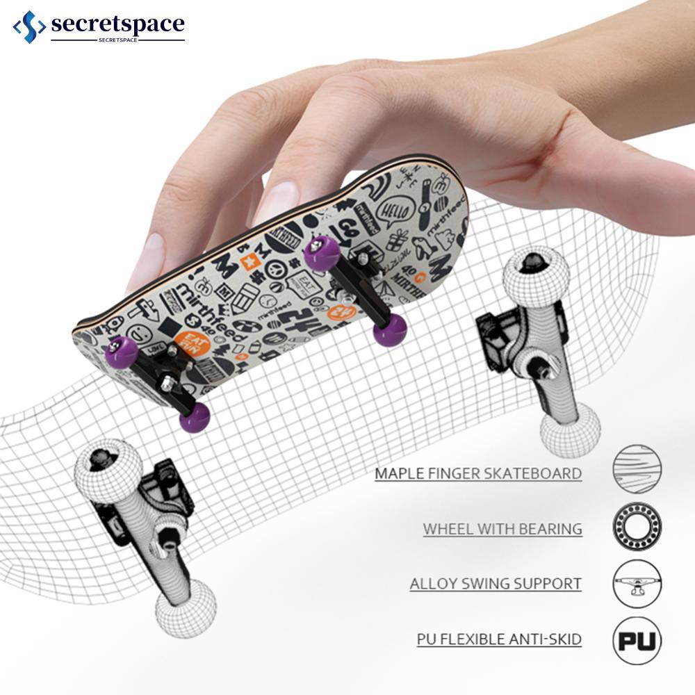 SECRETSPACE กว้างไม้ Fingerboard Fingerboard ชุดนิ้วสกู๊ตเตอร์สเก็ตนิ้วมือ Maple ไม้ Professional Mini สเก็ตบอร์ดของเล่นเด็กสําหรับชาย N5W7